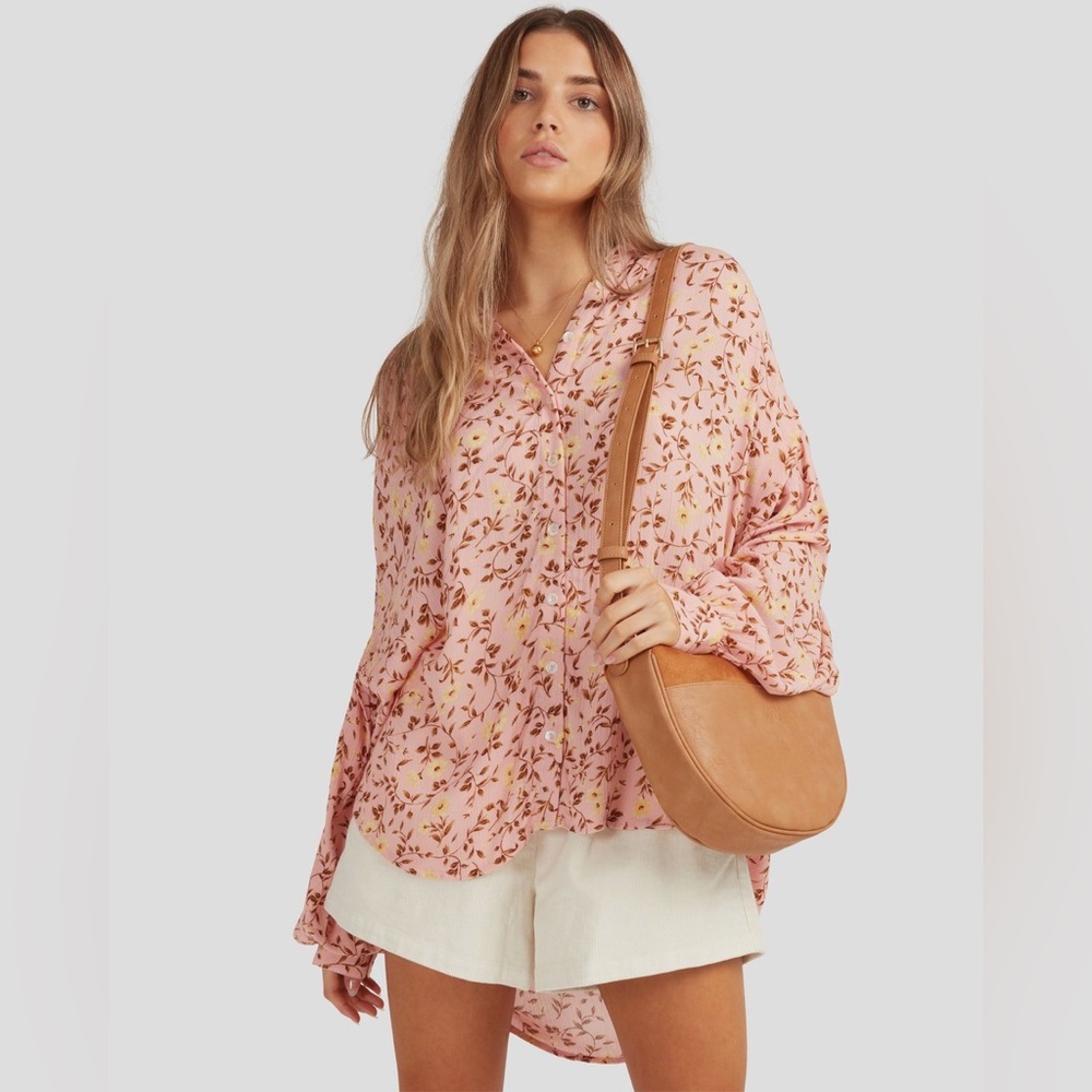 Billabong Floral Oversized Button-Up Top | Blouse